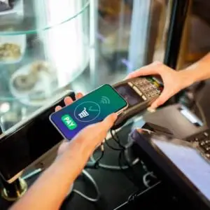 Hand paying with smartphone